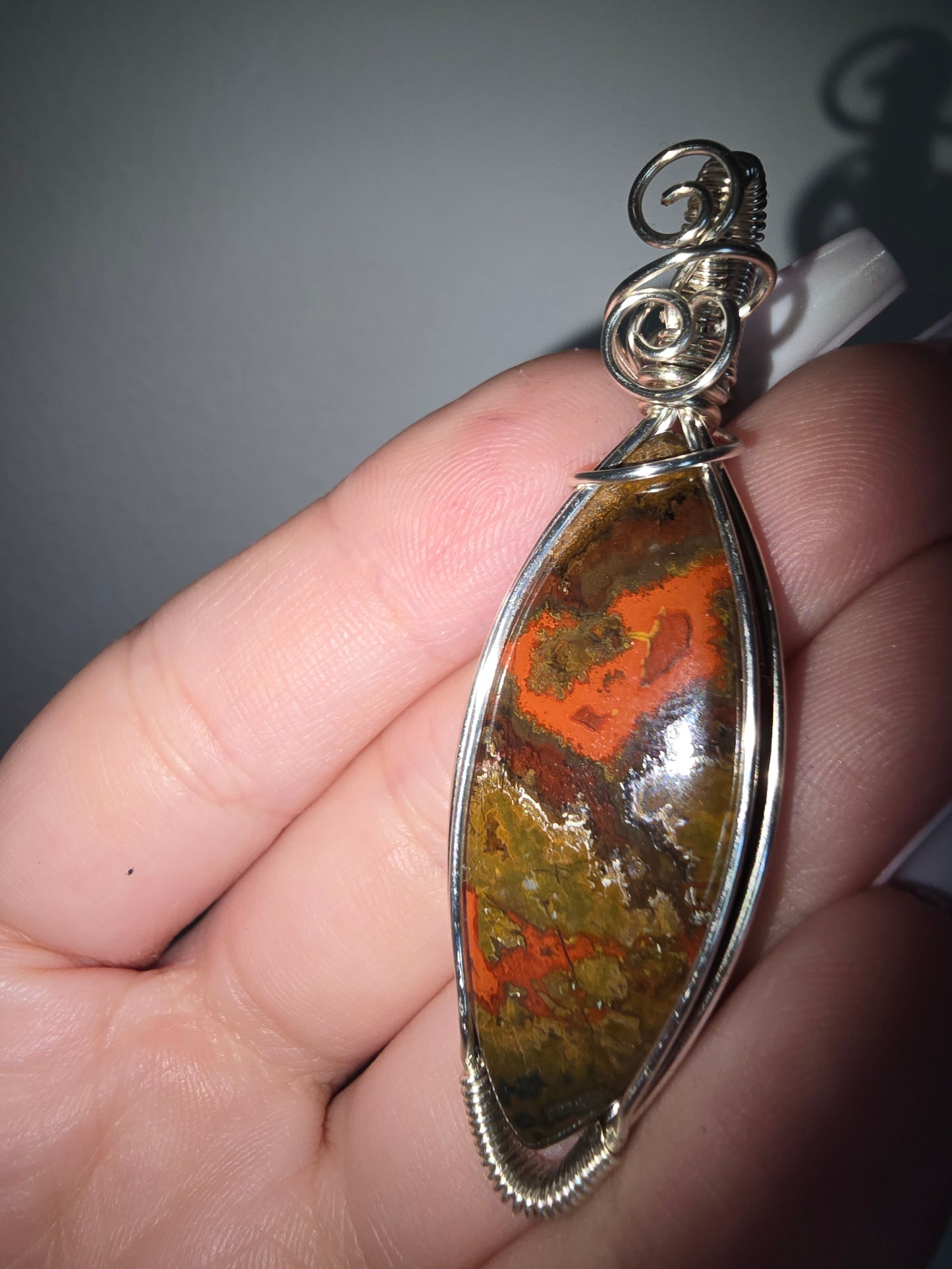 Mountain Atlas Agate Wrapped Pendant