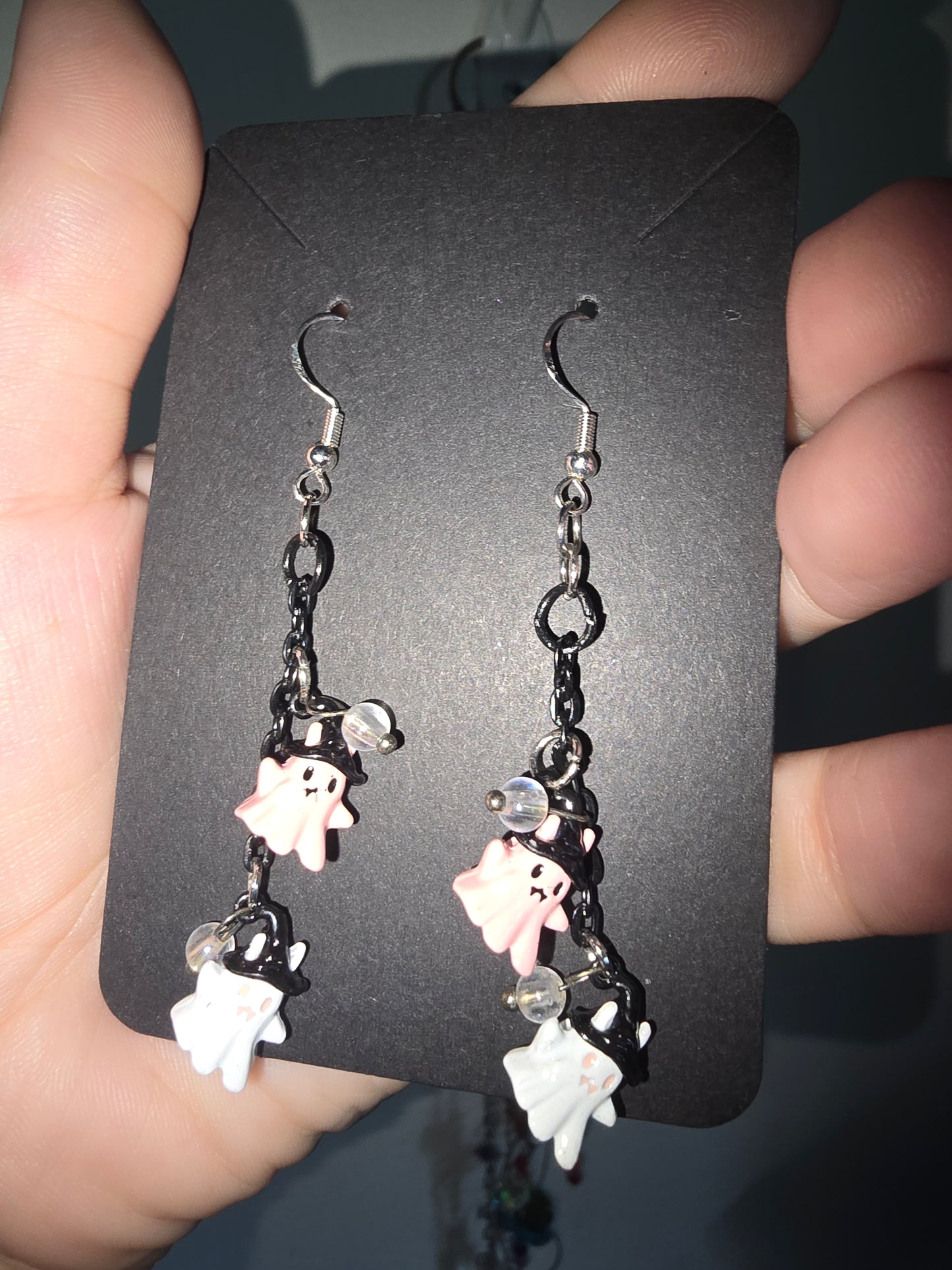 Hanging Chain Ghosts Earrings 925