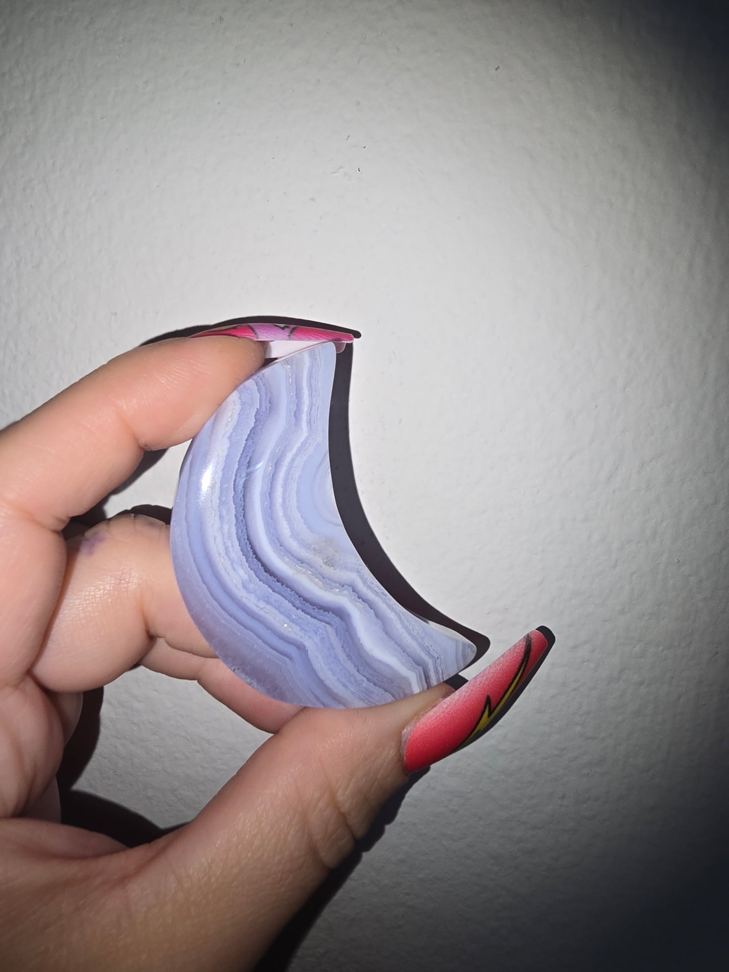Blue Lace Agate Moon Carving