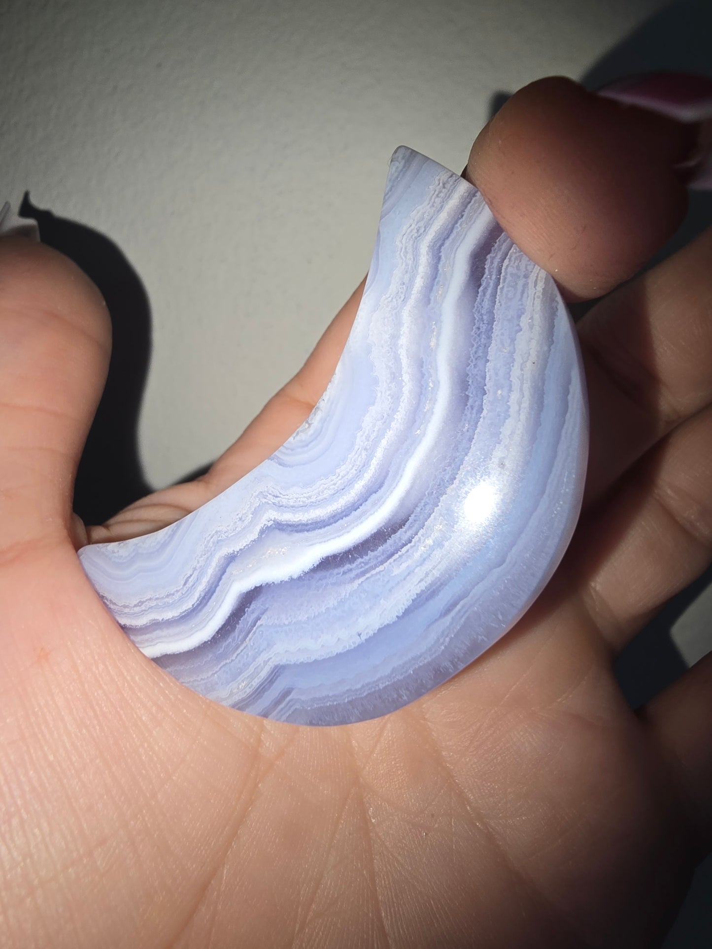 Blue Lace Agate Moon Carving