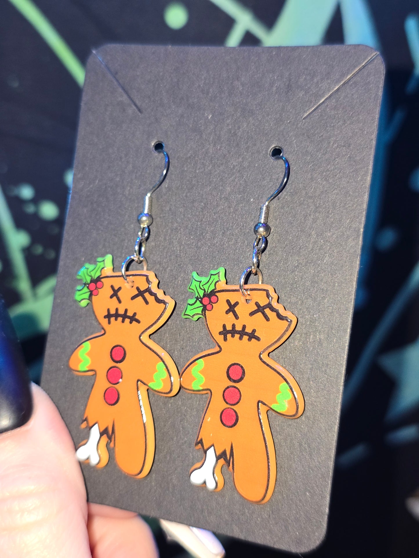 Zombie Gingerbread Earrings | Spooky Christmas Holiday Earrings