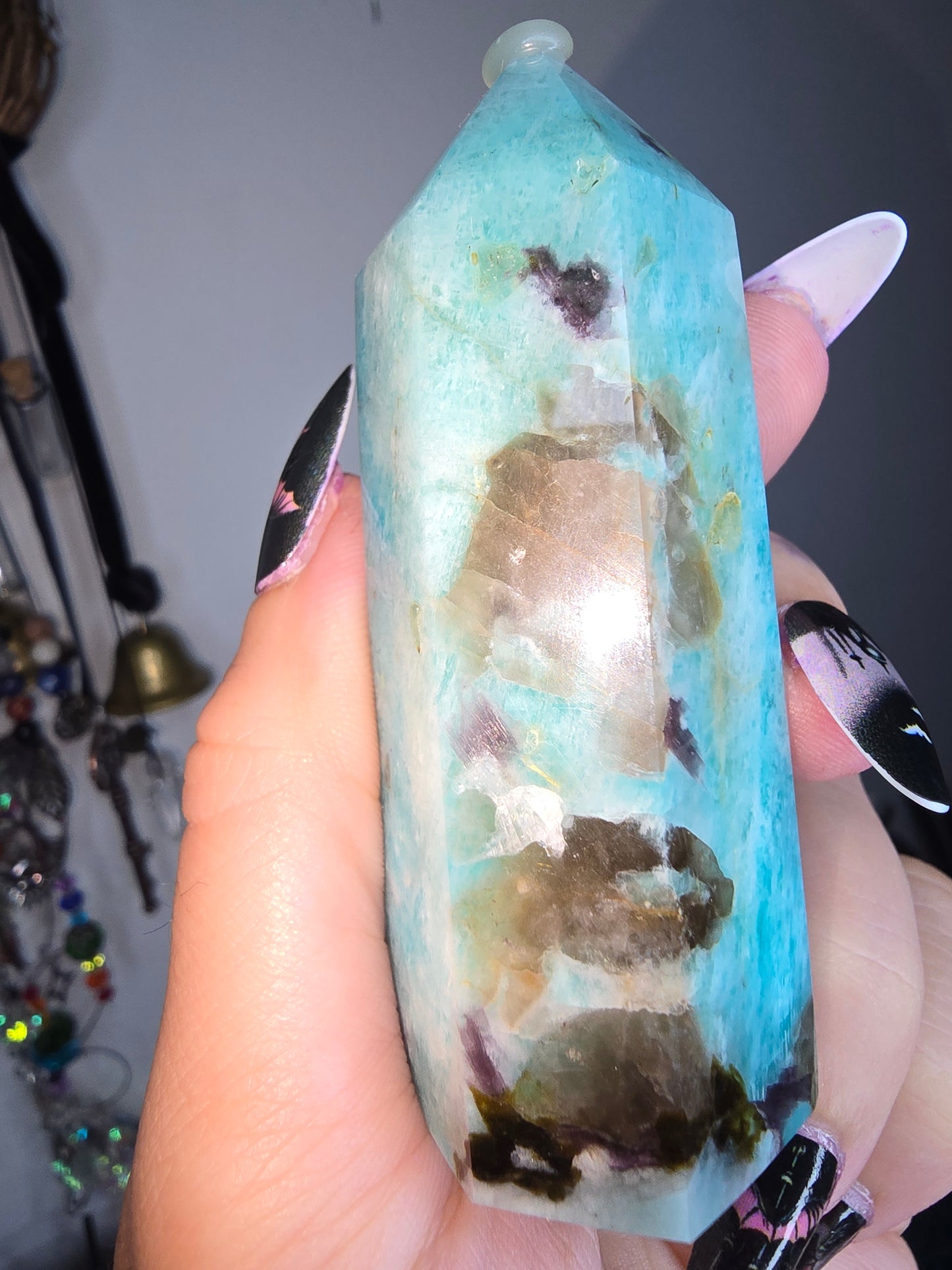 Amazonite Smokey Quartz and Green Tourmaline Tower
