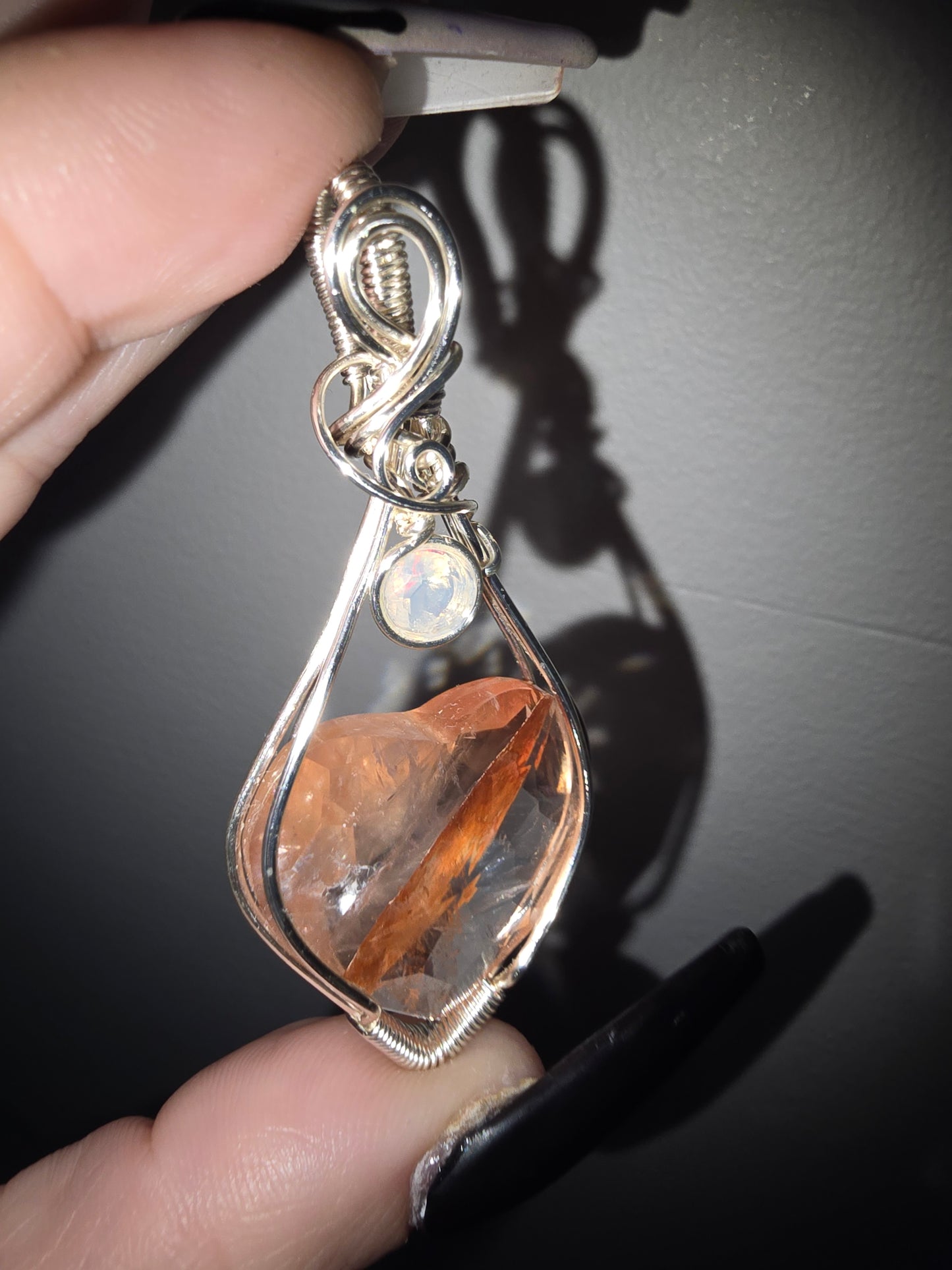 Heart-Shaped Fire Quartz Pendant with Ethiopian Opal Accent | Passion, Courage & Emotional Healing