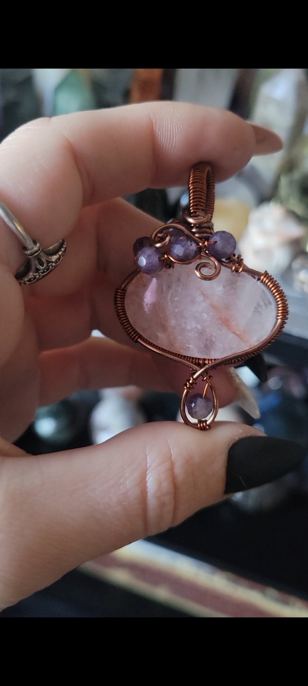 Fire Quartz & Amethyst Pendant