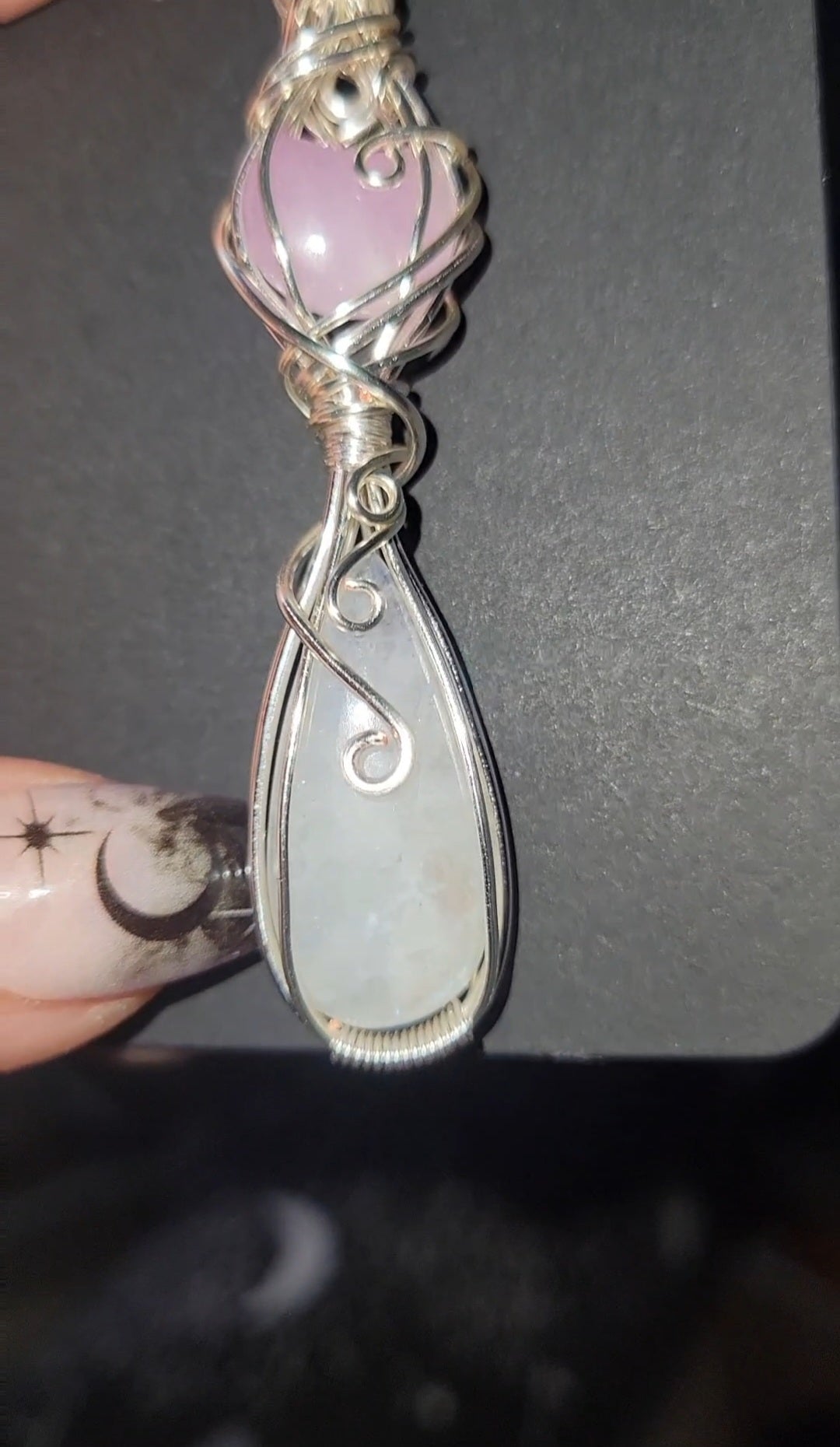 Kunzite Moon & Moonstone Pendant