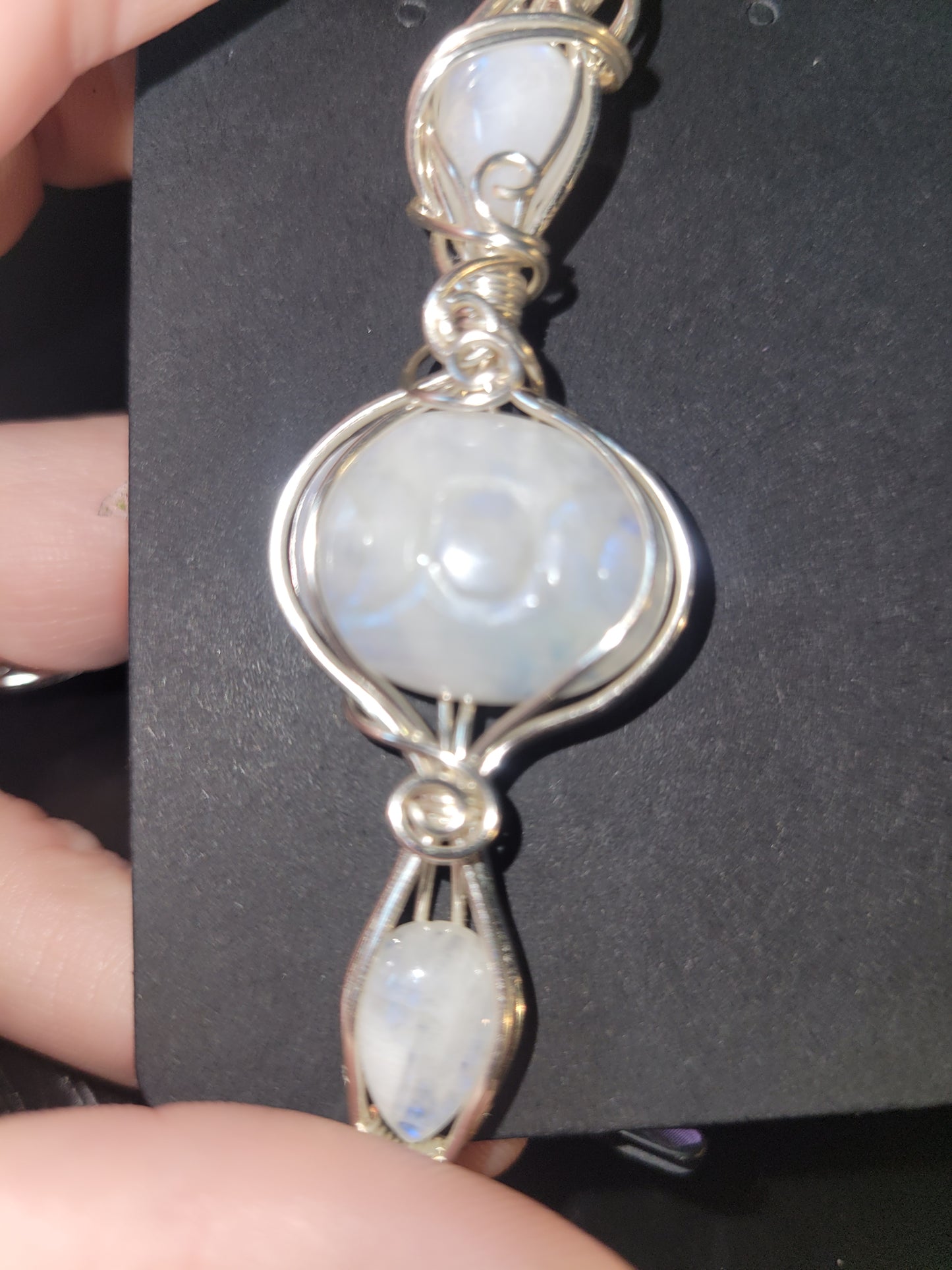 Triple Moonstone Carved Moonstone Pendant