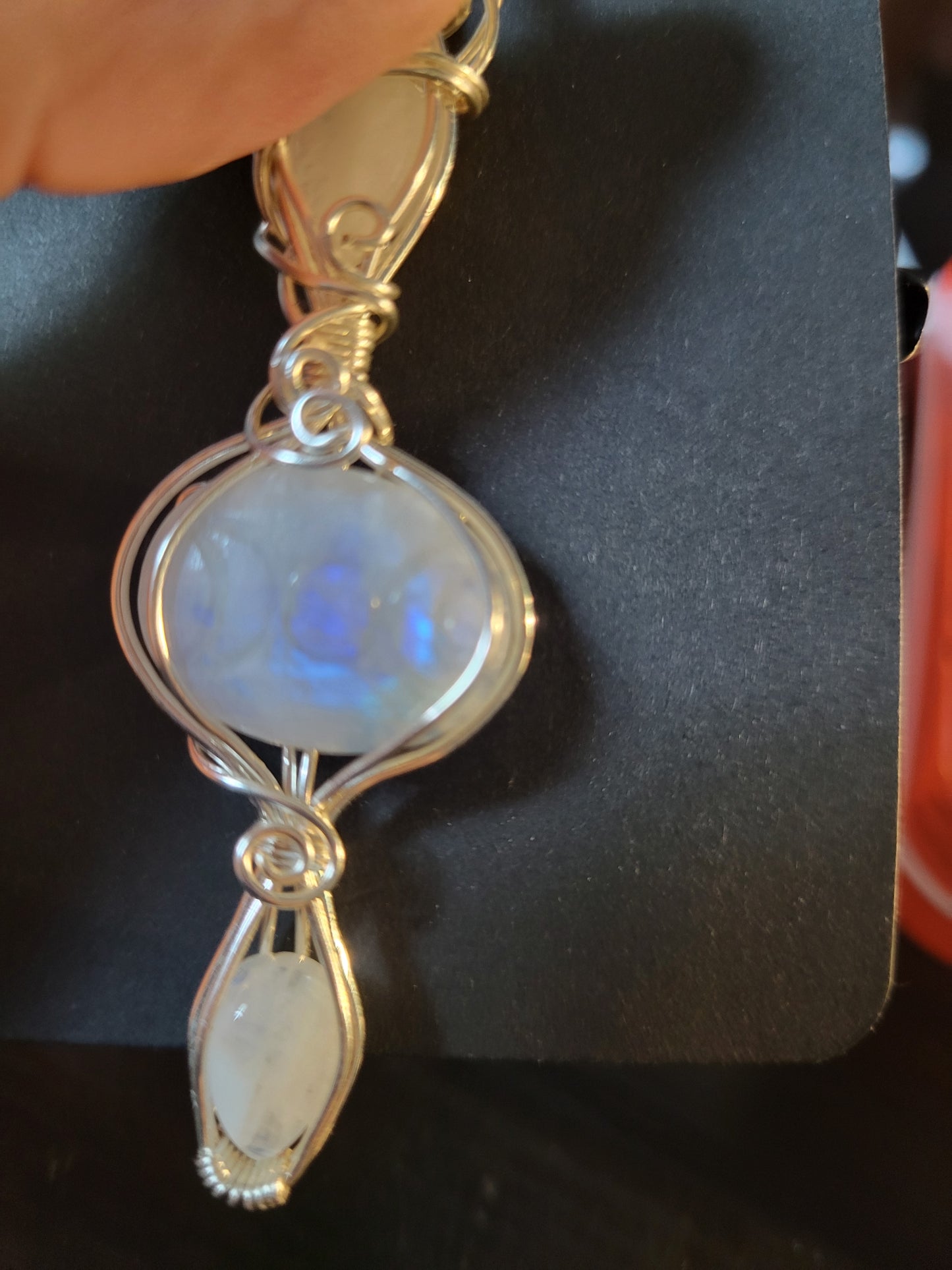 Triple Moonstone Carved Moonstone Pendant