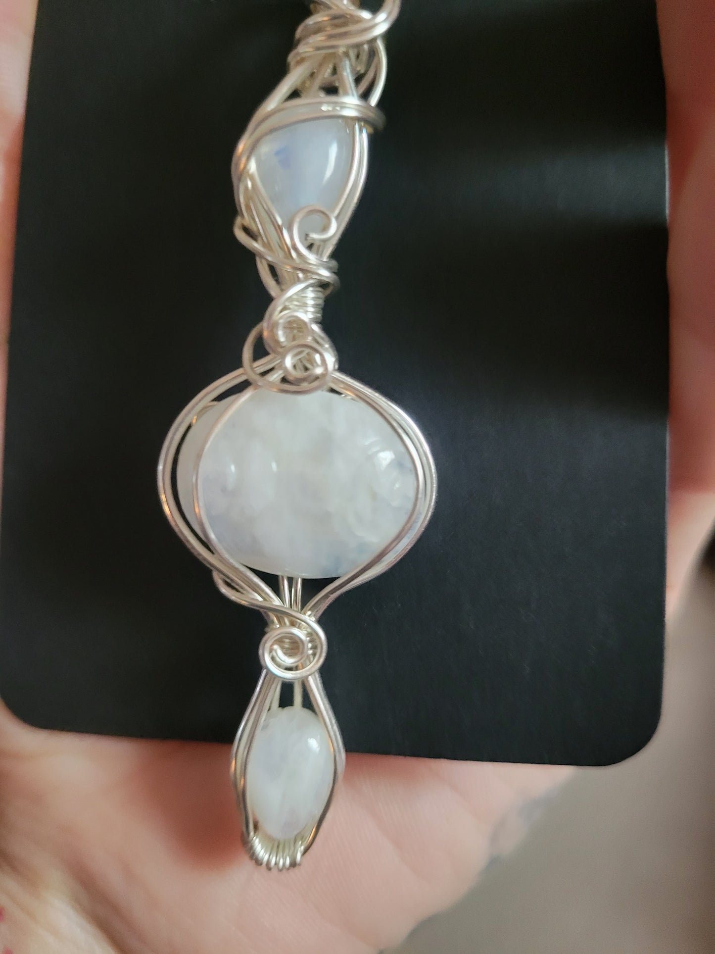 Triple Moonstone Carved Moonstone Pendant