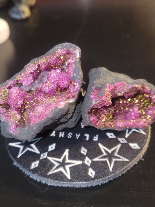 Dyed Pink Geode Pair