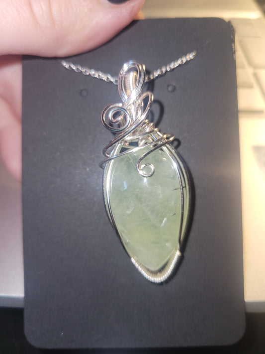 Prehnite W/ Epidote Pendant