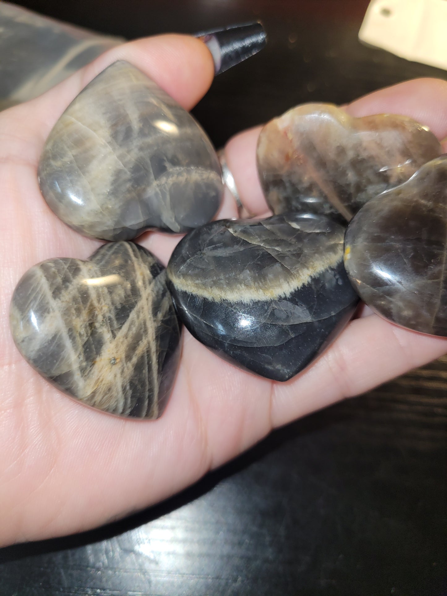 Black Moonstone Heart Carving