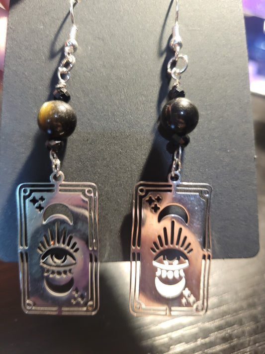 Earrings Tarot Obsidian/Spinel