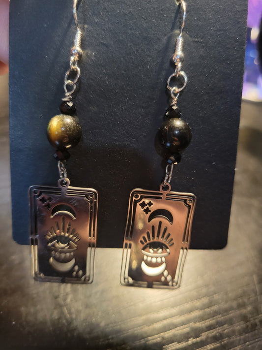 Earrings Tarot Obsidian/Spinel