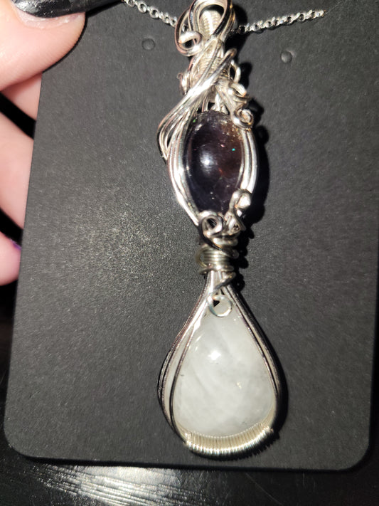 Iolite w/Sunstone & Moonstone Pendant