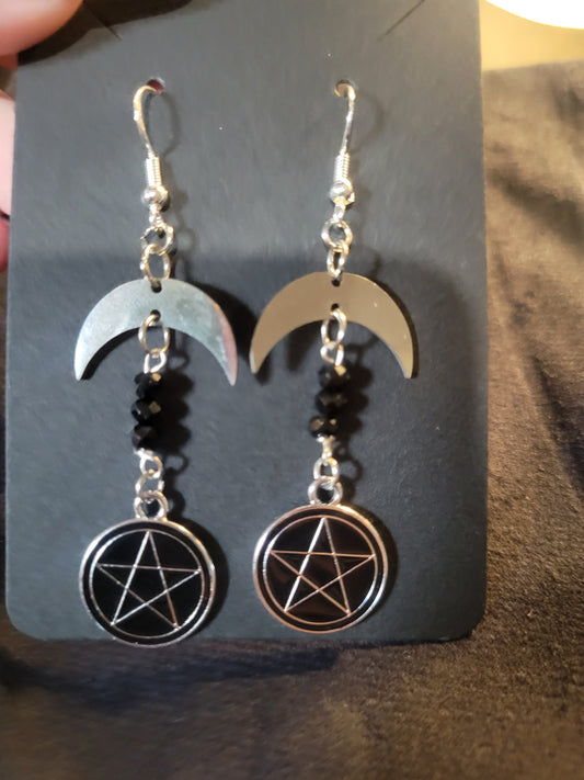 Pentagram Moon Earrings