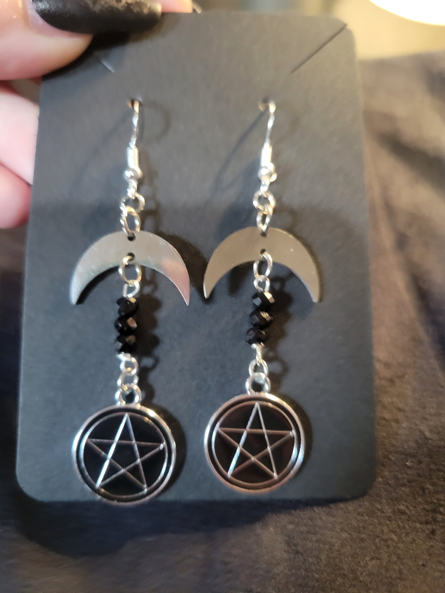 Pentagram Moon Earrings