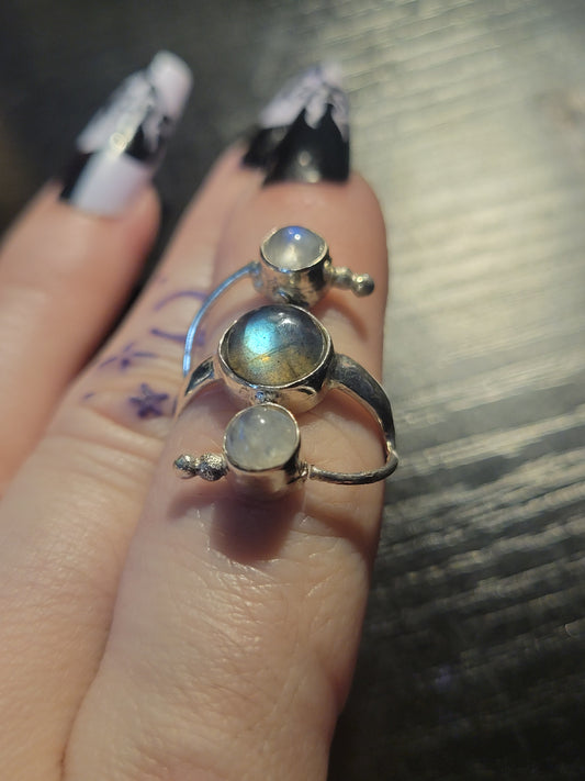 Labradorite & Moonstone Ring sz 6