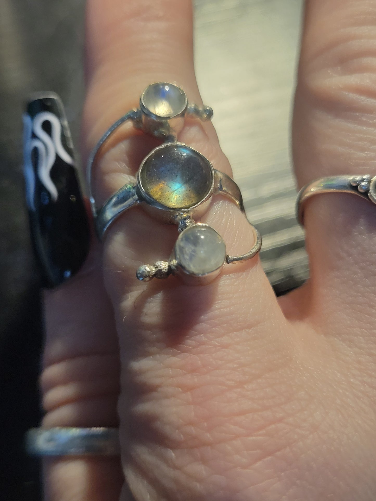 Labradorite & Moonstone Ring sz 6