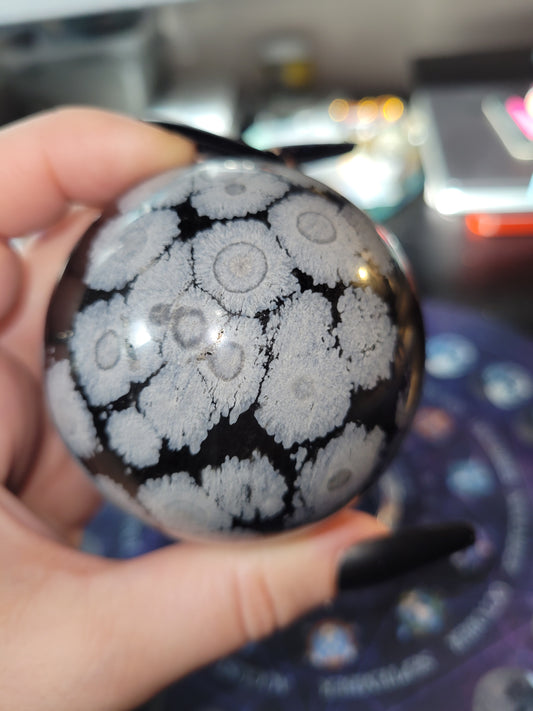 Snowflake Obsidian Sphere 2