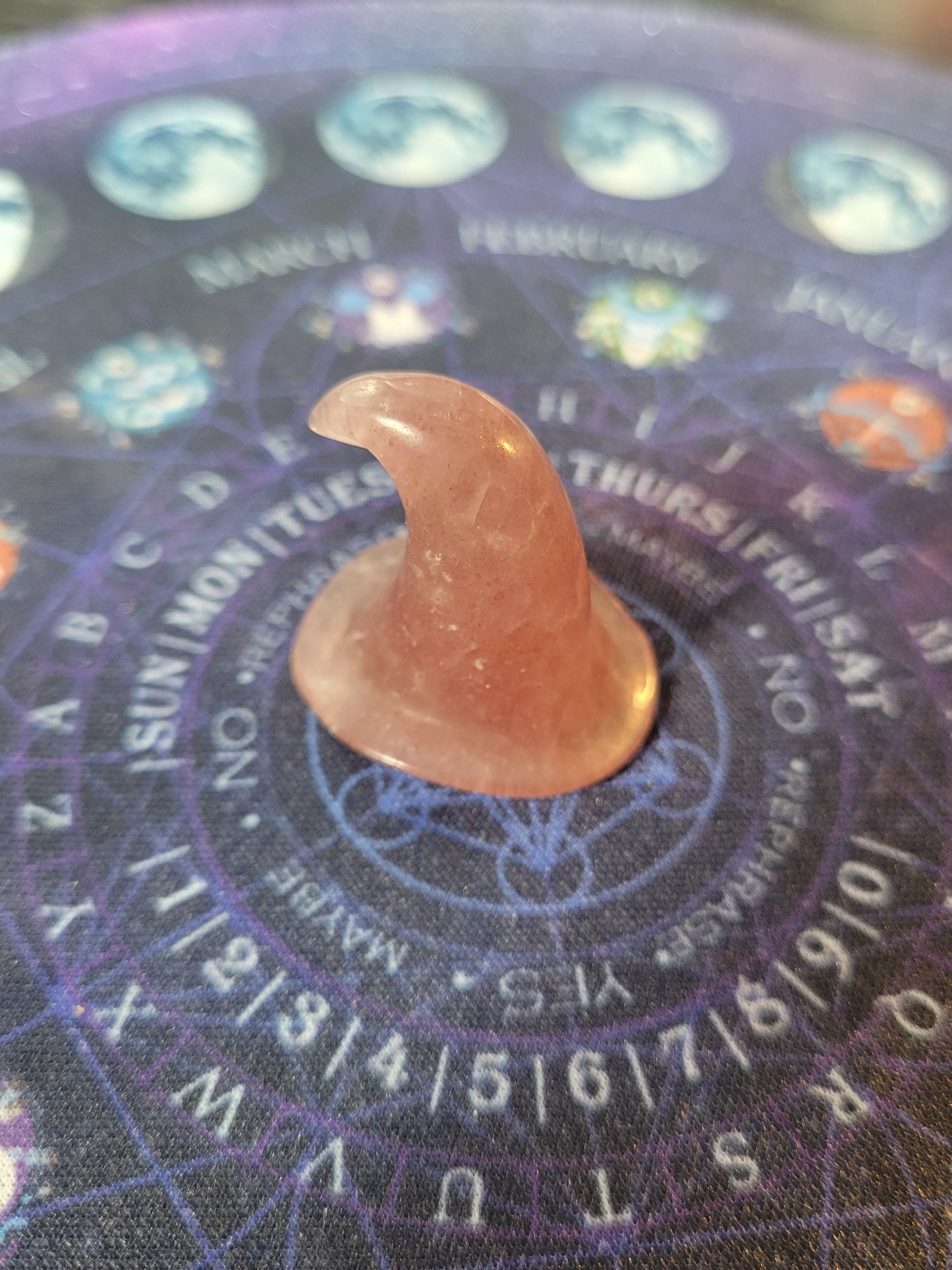 Strawberry Quartz Witch Hat Carving