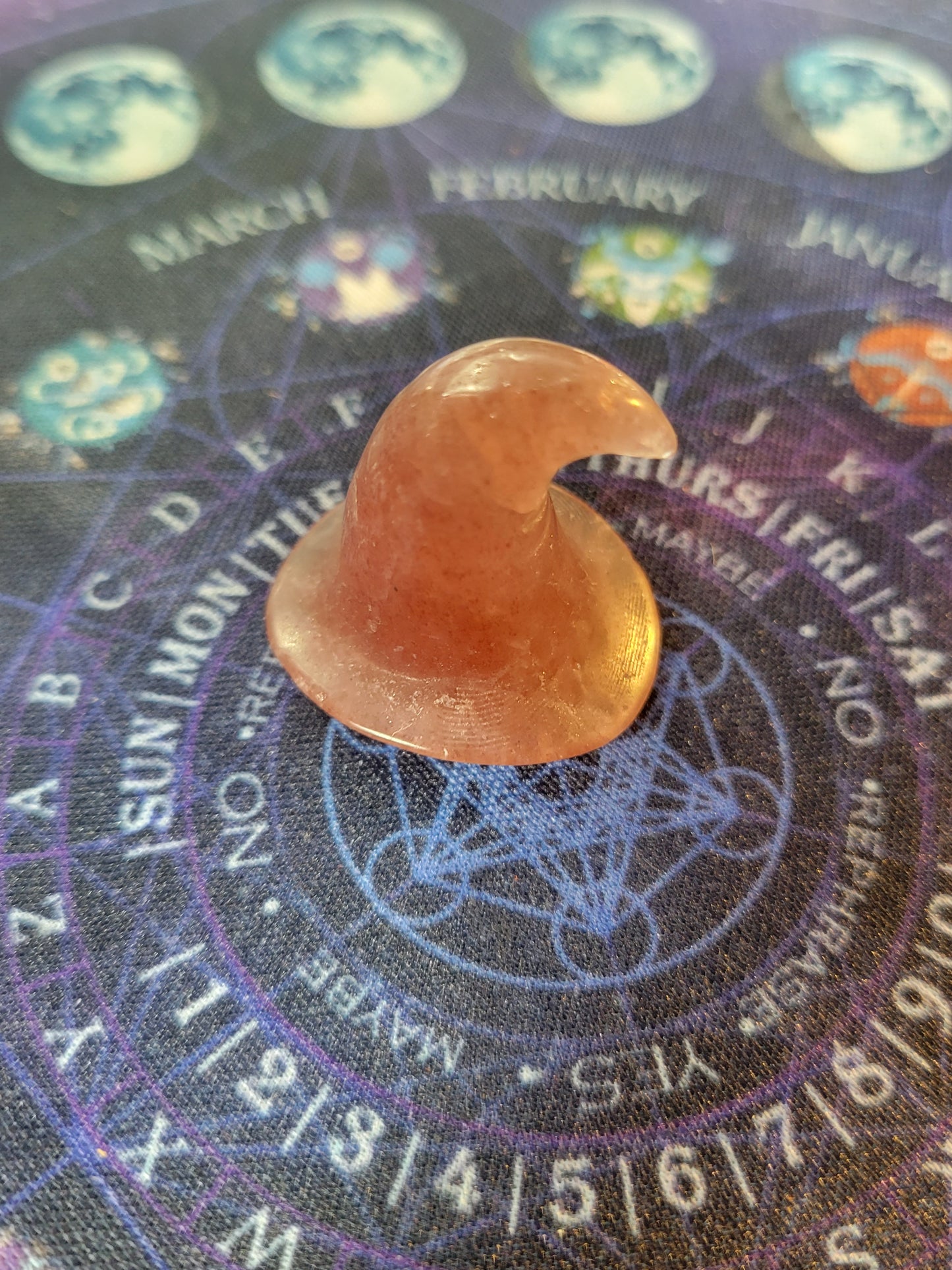 Strawberry Quartz Witch Hat Carving