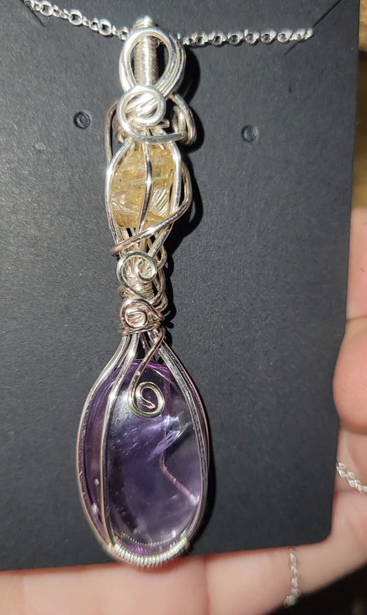 Ametrine & Yellow Apatite pendant