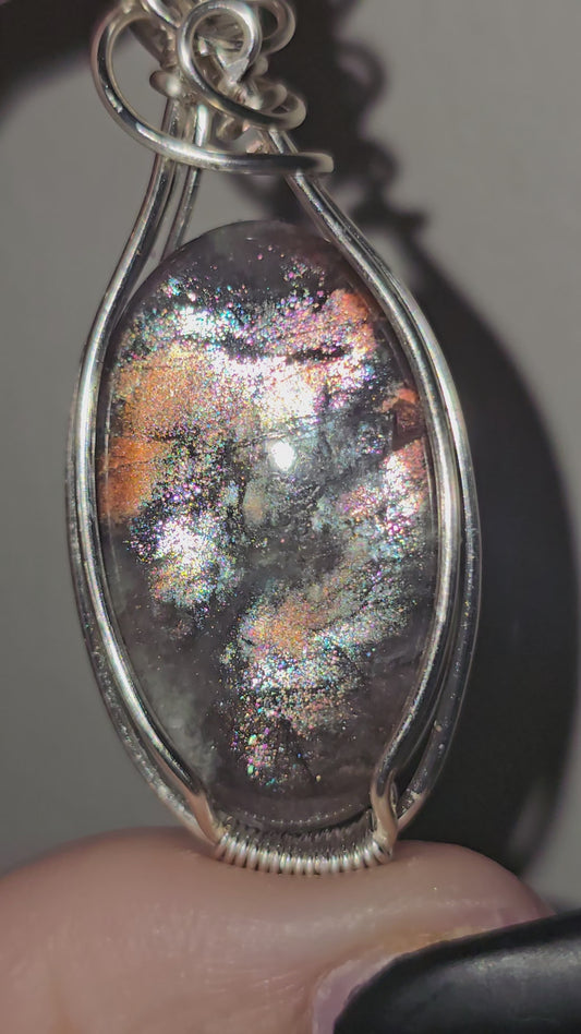 Galaxy Flash Cocoa Sunstone Moonstone | Rare Flash Crystal Display Piece