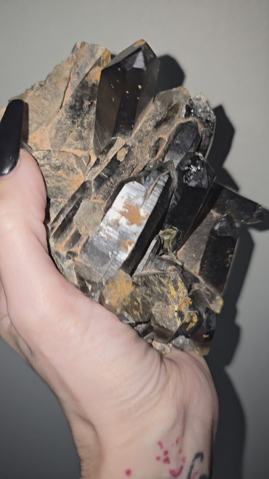 Dark Smoky Quartz Cluster | Grounding, Protection & Ancient Earth Energy