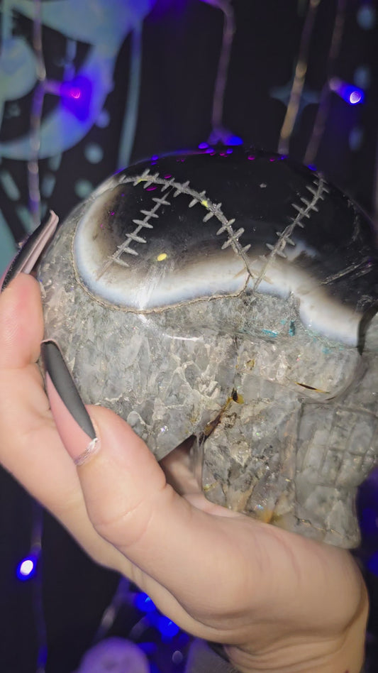 Black Agate Stitch Skull