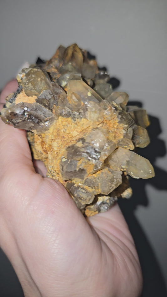 Iron-Kissed Smoky Quartz Cluster | Grounding, Protection & Ancient Earth Energy