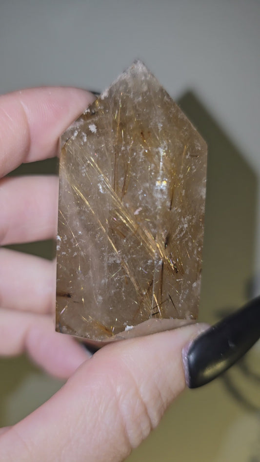 Golden Rutilated Quartz Tower | Manifestation, Clarity & Inspired Action