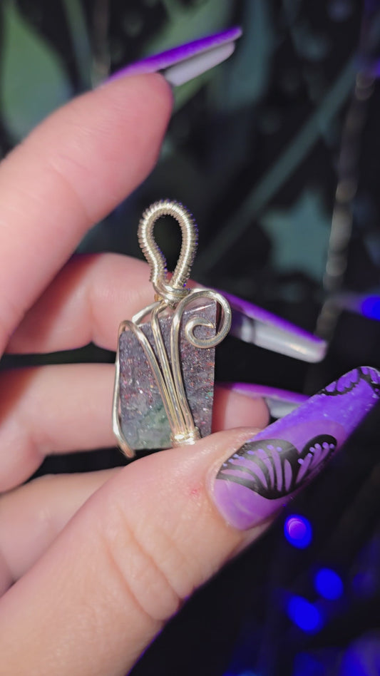 Iolite Sunstone Wrapped Pendant