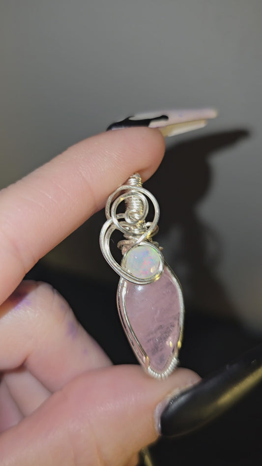 Morganite Pendant with Ethiopian Opal Accent | Love, Compassion & Emotional Healing