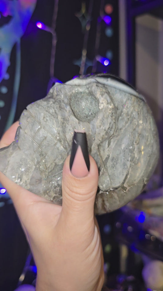 Black Agate Stitch Skull