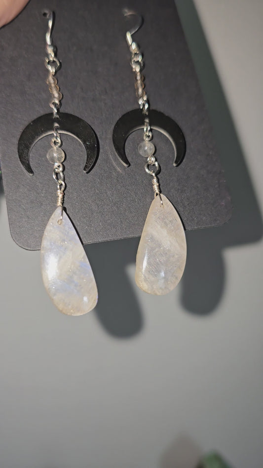 White Moonstone Earrings | Protection & Intuition Crystal Jewelry