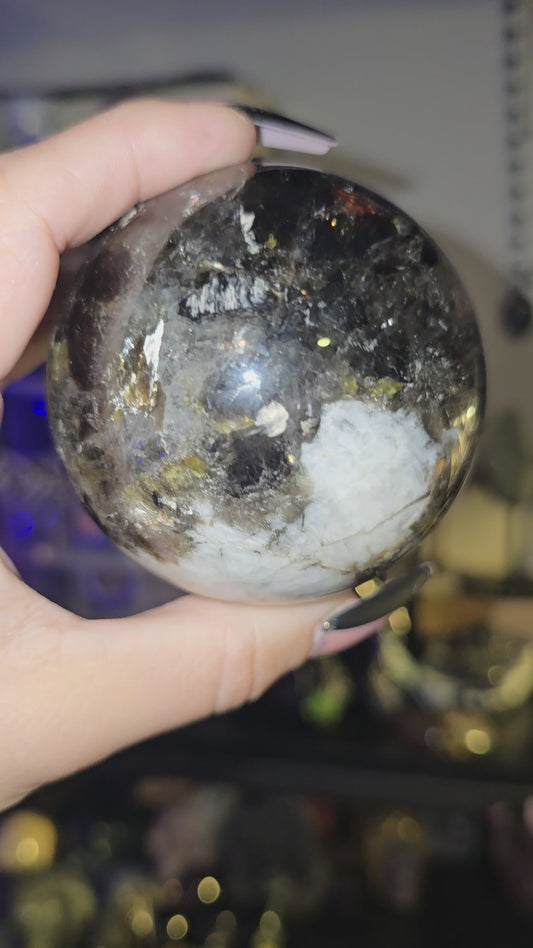 Moonstone, Smokey Quartz and Mica Sphere 1 | Protection & Intuition Crystal