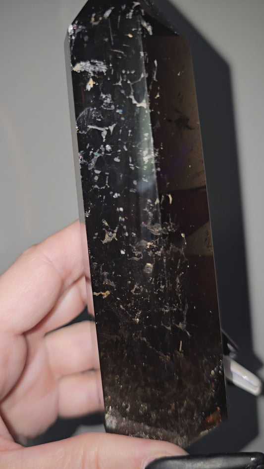 Rainbow Smoky Quartz Tower | Grounding, Protection & Hidden Beauty