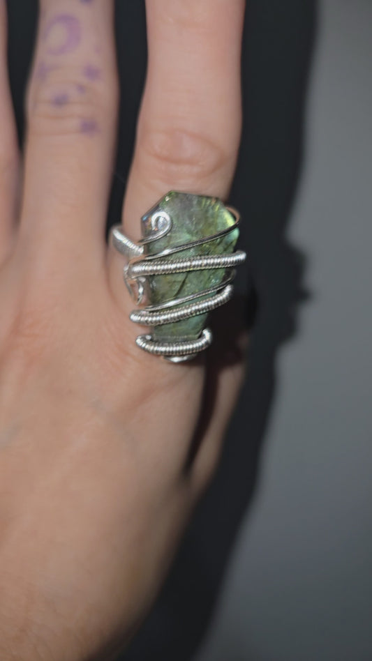 Labradorite Coffin Wrapped Ring