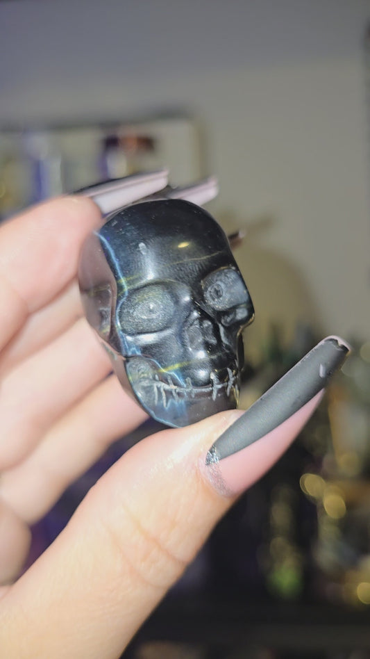 Blue Tigers Eye mini Skull 2
