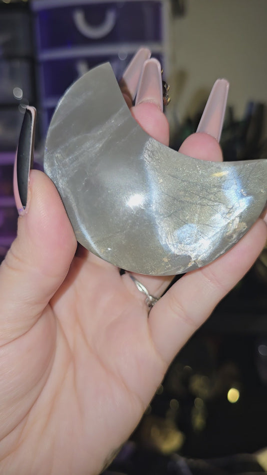 Black Moonstone Moon with Stand