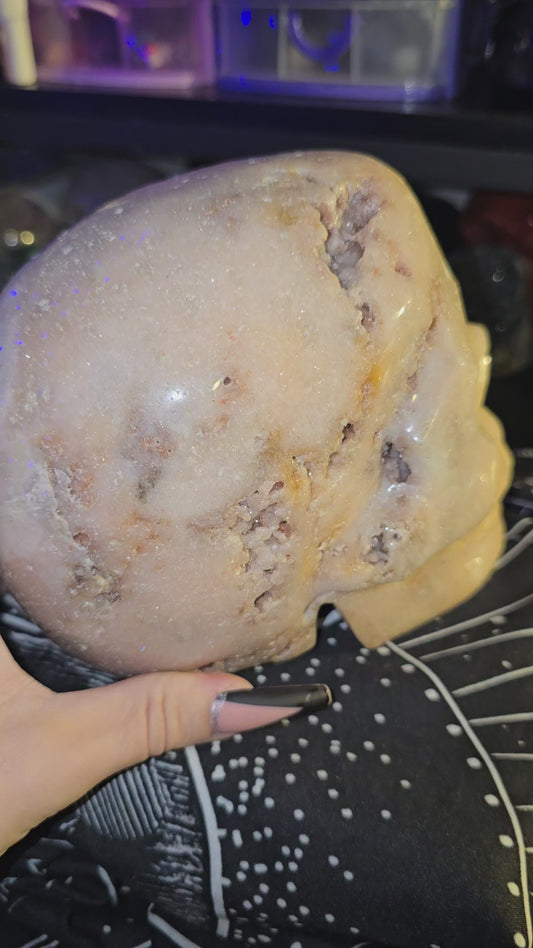 Large Pink Amethyst Skull