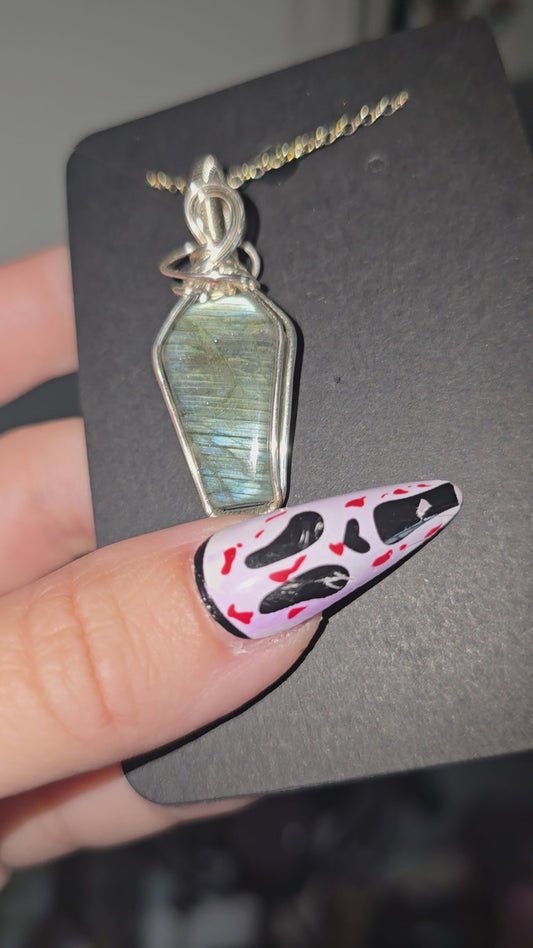 Labradorite Coffin Wrapped Pendant