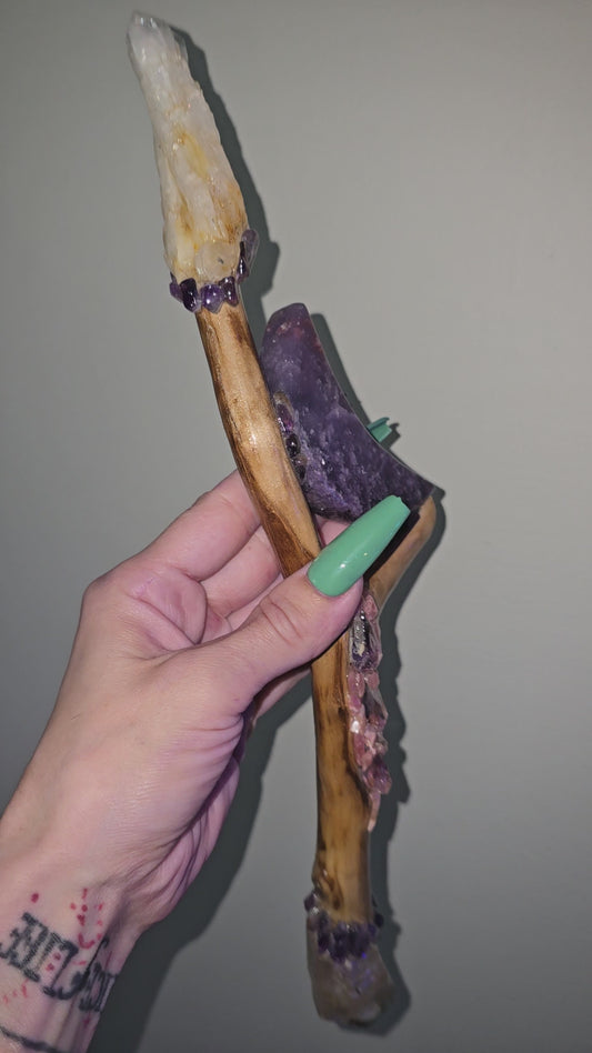 Handmade Crystal Wand | Lepidolite Moon & Mixed Crystals