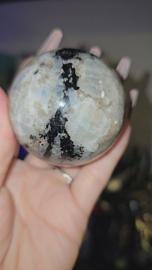 Rainbow Moonstone Sphere | Intuition & Emotional Balance Crystal