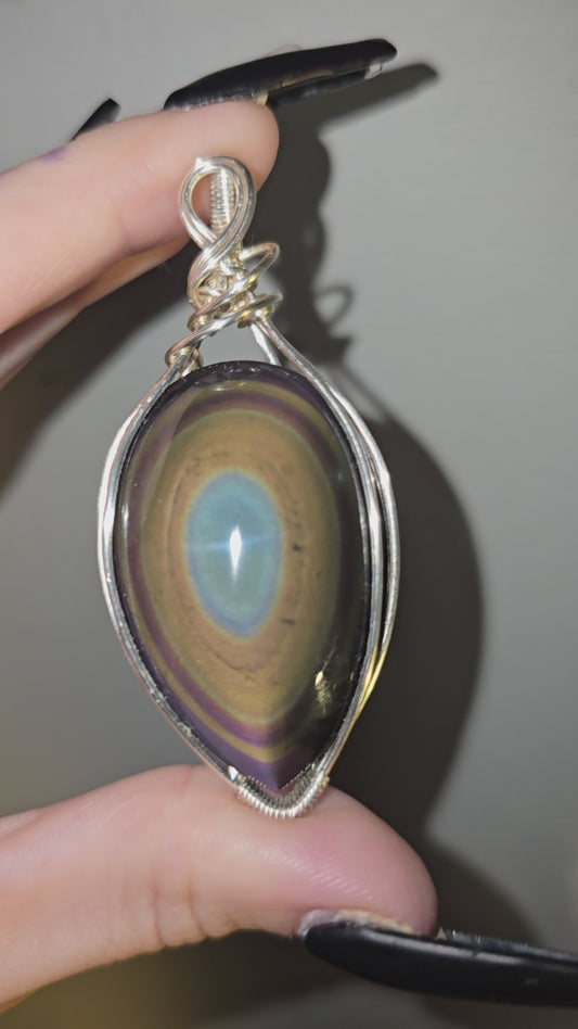Rainbow Obsidian Pendant | Protection, Shadow Work & Emotional Healing