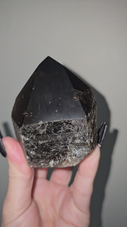 Dark Smoky Quartz Point | Grounding, Protection & Hidden Beauty