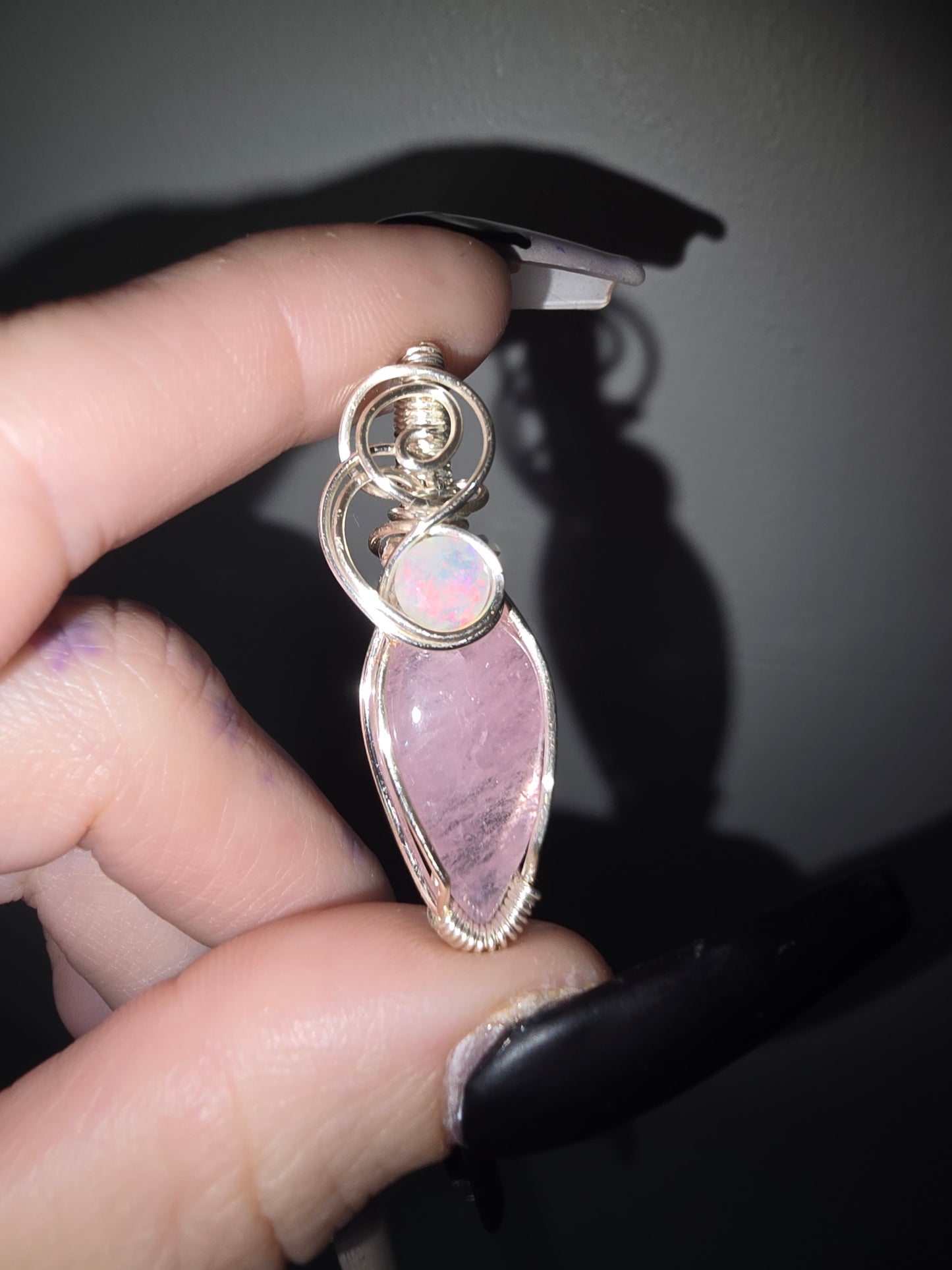 Morganite Pendant with Ethiopian Opal Accent | Love, Compassion & Emotional Healing