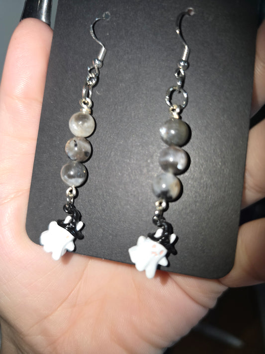 Sunstone Moonstone Hanging Ghosts Earrings