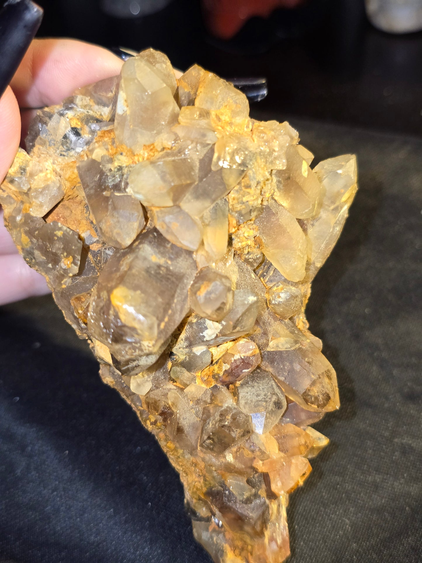 Iron-Kissed Smoky Quartz Cluster | Grounding, Protection & Ancient Earth Energy