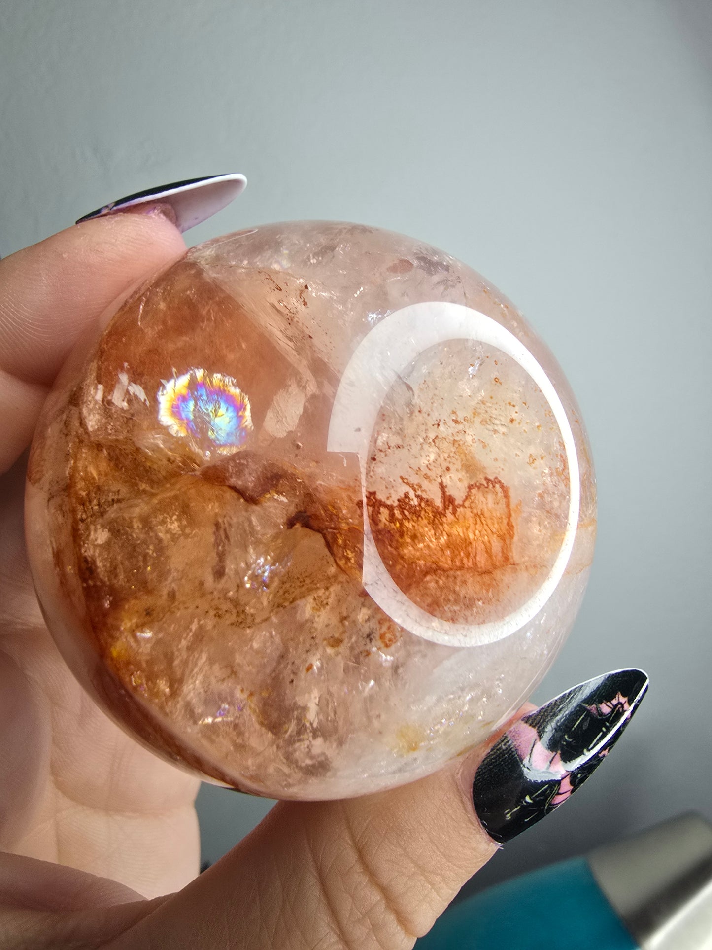 Double Star Fire Quartz Sphere